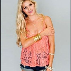 NWT SMYM Stacey Swing Coral Lace Tank